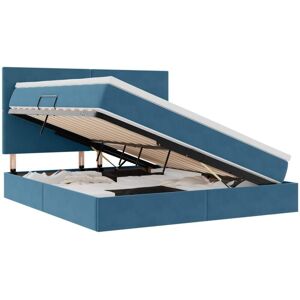 Storage Bed with Mattress Dark Blue 180 x 200 cm Velvet vidaXL Storage Bed with Mattress Dark Blue 180 x 200 cm Velvet vidaXL