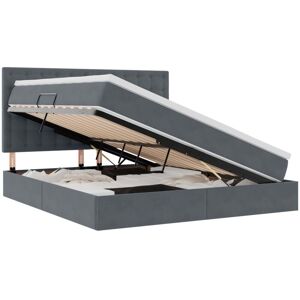 Storage Bed with Mattress Dark Grey 180 x 200 cm Velvet vidaXL Storage Bed with Mattress Dark Grey 180 x 200 cm Velvet vidaXL
