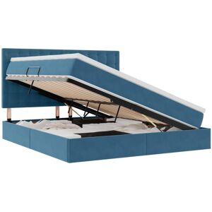 Storage Bed with Mattress Dark Blue 180 x 200 cm Velvet vidaXL Storage Bed with Mattress Dark Blue 180 x 200 cm Velvet vidaXL
