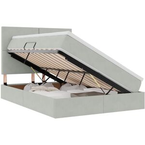 Storage Bed with Mattress Light Grey 140 x 190 cm Velvet vidaXL Storage Bed with Mattress Light Grey 140 x 190 cm Velvet vidaXL