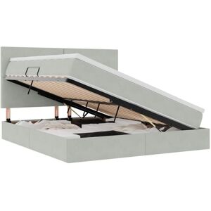 Storage Bed with Mattress Light Grey 180 x 200 cm Velvet vidaXL Storage Bed with Mattress Light Grey 180 x 200 cm Velvet vidaXL