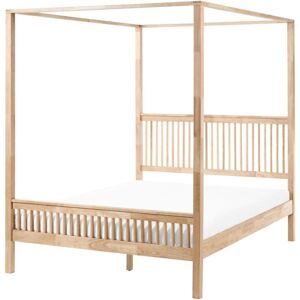 BELIANI Four Poster Bed Wood HARFLEUR 160 x 200 cm (EU King Size) Light Brown BELIANI Four Poster Bed Wood HARFLEUR 160 x 200 cm (EU King Size) Light Brown