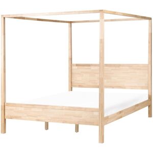 BELIANI Four Poster Bed Wood HAUTERIVES 180 x 200 cm (EU Super King) Light Brown BELIANI Four Poster Bed Wood HAUTERIVES 180 x 200 cm (EU Super King) Light Brown