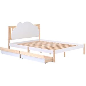 DEWDAT Wooden Solid White Pine Storage Bed with Drawers Bed Furniture Frame for Adults, Kids, Teenagers 4ft6 Double (White 135x190cm) DEWDAT Wooden Solid White Pine Storage Bed with Drawers Bed Furniture Frame for Adults, Kids, Teenagers 4ft6 Double (White 135x190cm)
