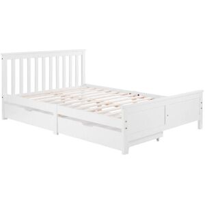 DEWDAT Wooden Solid White Pine Storage Bed With Drawers Bed Furniture Frame For Adults, Kids, Teenagers 4ft6 Double (White 190x135cm) DEWDAT Wooden Solid White Pine Storage Bed With Drawers Bed Furniture Frame For Adults, Kids, Teenagers 4ft6 Double (White 190x135cm)