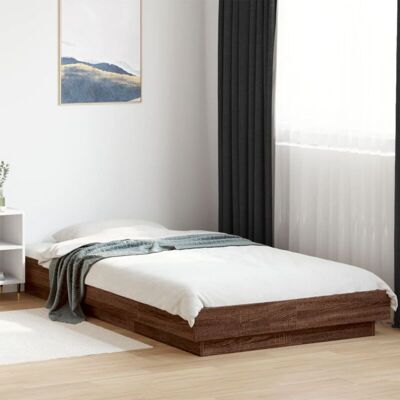 Bed Frame with LED Lights without Mattress Brown Oak 75x190cm vidaXL Bed Frame with LED Lights without Mattress Brown Oak 75x190cm vidaXL