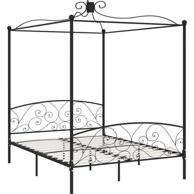 284478 Canopy Bed Frame without Mattress Black Metal 160x200 cm Vidaxl 284478 Canopy Bed Frame without Mattress Black Metal 160x200 cm Vidaxl