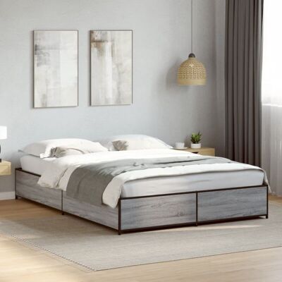 Bed Frame without Mattress Grey Sonoma 120x200 cm Vidaxl Bed Frame without Mattress Grey Sonoma 120x200 cm Vidaxl