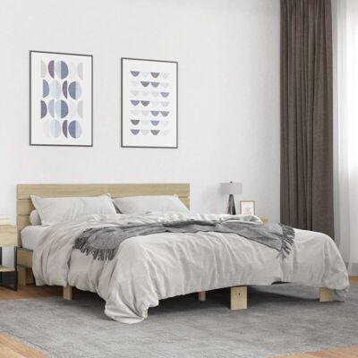 Bed Frame without Mattress Sonoma Oak 150x200 cm King Size Vidaxl Bed Frame without Mattress Sonoma Oak 150x200 cm King Size Vidaxl