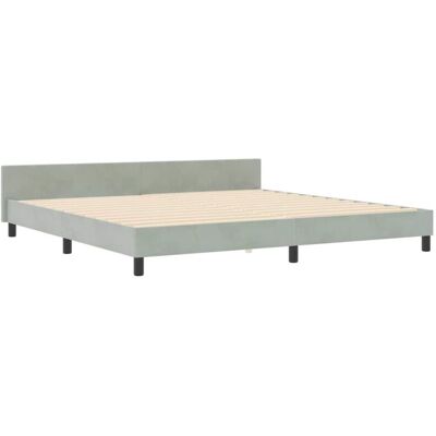 VidaXL Bed Frame - Light Gray Velvet 200x200cm Modern Design VidaXL Bed Frame - Light Gray Velvet 200x200cm Modern Design