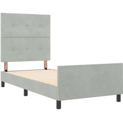 Vidaxl Velvet Light Gray Bed Frame - Bed frame Vidaxl Velvet Light Gray Bed Frame - Bed frame
