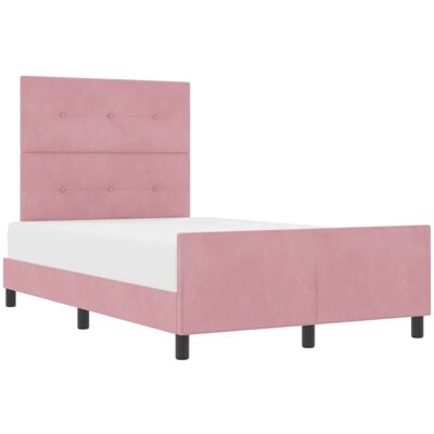 VIDAXL Pink Velvet Bed Frame 120x190 cm - Bed Frame VIDAXL Pink Velvet Bed Frame 120x190 cm - Bed Frame