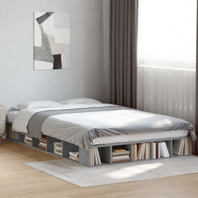 Bed Frame without Mattress Concrete Grey 135x190 cm Double Vidaxl Bed Frame without Mattress Concrete Grey 135x190 cm Double Vidaxl