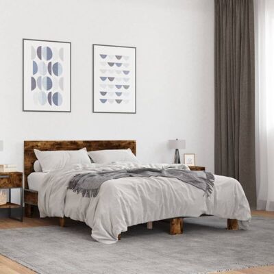Bed Frame without Mattress Smoked Oak 120x200 cm Vidaxl Bed Frame without Mattress Smoked Oak 120x200 cm Vidaxl