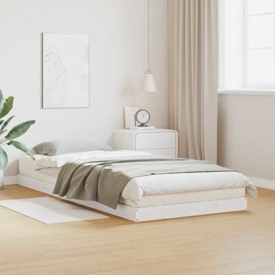 VidaXL Bed Frame Solid Pine White Modern Indoor Support 1 - Bed Frame VidaXL Bed Frame Solid Pine White Modern Indoor Support 1 - Bed Frame