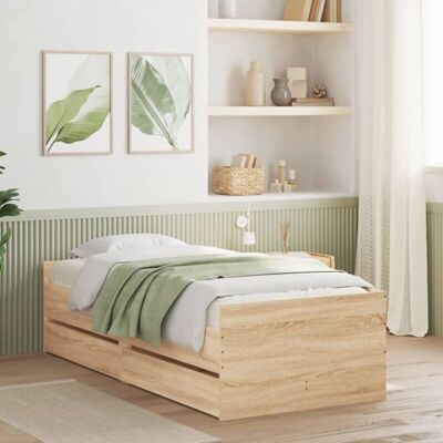 Bed Frame with Drawers without Mattress Sonoma Oak 90x190 cm Single Vidaxl Bed Frame with Drawers without Mattress Sonoma Oak 90x190 cm Single Vidaxl