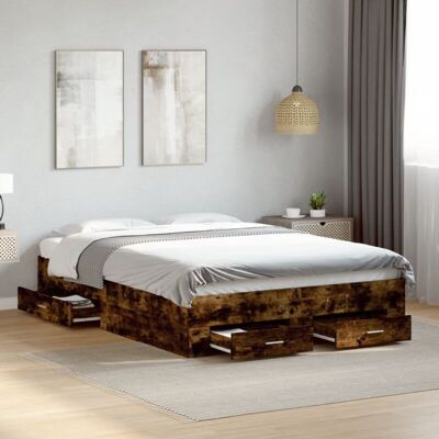 Bed Frame with Drawers without Mattress Smoked Oak 120x200 cm Vidaxl Bed Frame with Drawers without Mattress Smoked Oak 120x200 cm Vidaxl