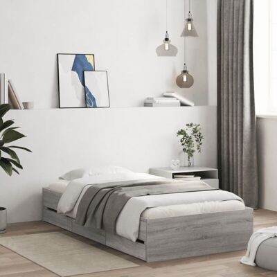 Bed Frame with Drawers without Mattress Grey Sonoma 100x200 cm Vidaxl Bed Frame with Drawers without Mattress Grey Sonoma 100x200 cm Vidaxl