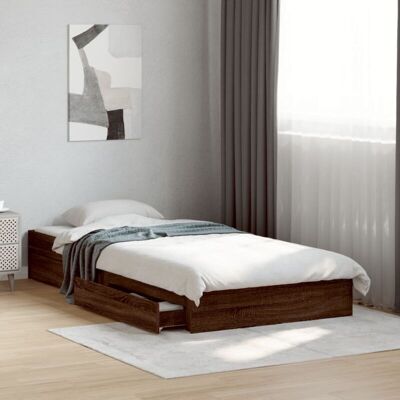 Bed Frame with Drawers without Mattress Brown Oak 100x200 cm Vidaxl Bed Frame with Drawers without Mattress Brown Oak 100x200 cm Vidaxl
