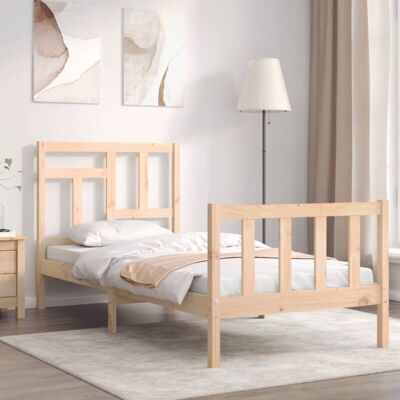vidaXL Bed Frame 90x200 cm Solid Pine Wood with Headboard - Bed Type vidaXL Bed Frame 90x200 cm Solid Pine Wood with Headboard - Bed Type