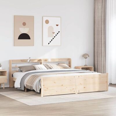 vidaXL Pine Wood Bed Frame - Rustic 200x200cm vidaXL Pine Wood Bed Frame - Rustic 200x200cm