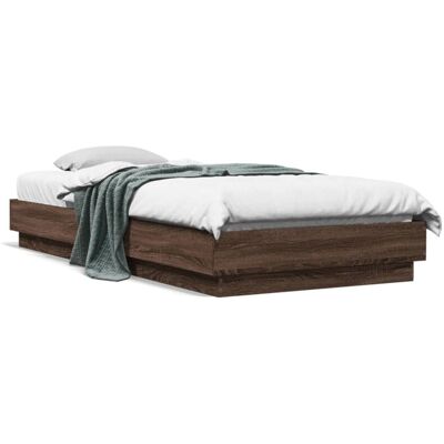 Bed Frame without Mattress with led Lights Brown Oak 100x200 cm Vidaxl Bed Frame without Mattress with led Lights Brown Oak 100x200 cm Vidaxl