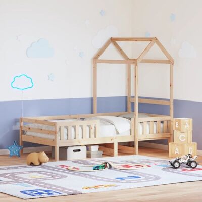 vidaXL Bed Frame with Roof - 100x200 cm - Brown - Bed Frame vidaXL Bed Frame with Roof - 100x200 cm - Brown - Bed Frame