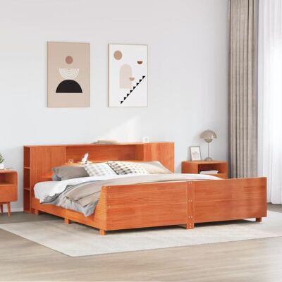 vidaXL Bed Frame Brown Wax 180x200cm Solid Wood Pine - Bed Frame, Brown, 180x200cm, Solid Pinewood, Rustic Charm vidaXL Bed Frame Brown Wax 180x200cm Solid Wood Pine - Bed Frame, Brown, 180x200cm, Solid Pinewood, Rustic Charm