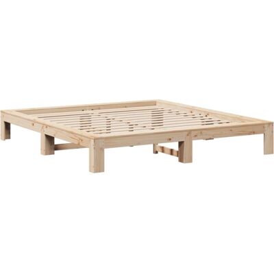 vidaXL Bed Frame Natural 200x200cm Solid Pine Bed Base - Bed Type vidaXL Bed Frame Natural 200x200cm Solid Pine Bed Base - Bed Type