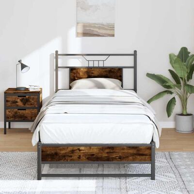 Vidaxl - Bed Frame without Mattress Smoked Oak 90x190 cm Single Engineered Wood Vidaxl - Bed Frame without Mattress Smoked Oak 90x190 cm Single Engineered Wood