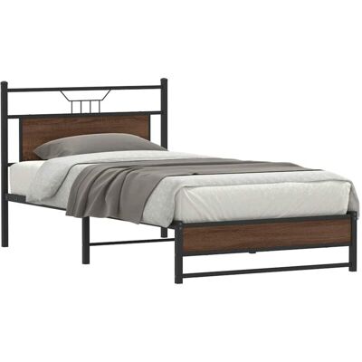 Bed Frame without Mattress Brown Oak 100x190 cm Engineered Wood Vidaxl Bed Frame without Mattress Brown Oak 100x190 cm Engineered Wood Vidaxl