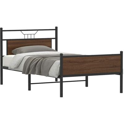 Bed Frame without Mattress Brown Oak 107x203 cm Engineered Wood Vidaxl Bed Frame without Mattress Brown Oak 107x203 cm Engineered Wood Vidaxl