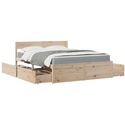 vidaXL Bed with Drawers 160x200 cm Natural - Bed vidaXL Bed with Drawers 160x200 cm Natural - Bed