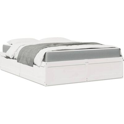 vidaXL White Pine Bed 160x200cm - Wooden Bedroom Frame vidaXL White Pine Bed 160x200cm - Wooden Bedroom Frame