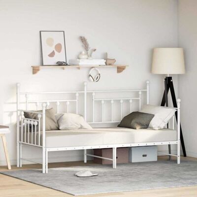 VidaXL White Metal Daybed with Trundle - Daybed with Storage VidaXL White Metal Daybed with Trundle - Daybed with Storage