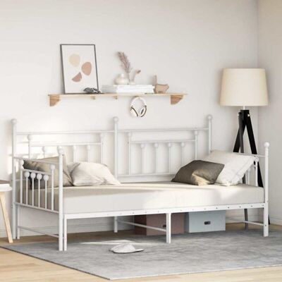 Vidaxl White Metal Trundle Bed - Bed Vidaxl White Metal Trundle Bed - Bed