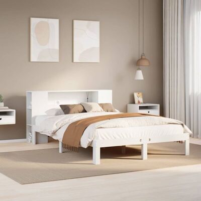 Bookcase Bed without Mattress White 140x190cm Solid Wood Pine vidaXL Bookcase Bed without Mattress White 140x190cm Solid Wood Pine vidaXL
