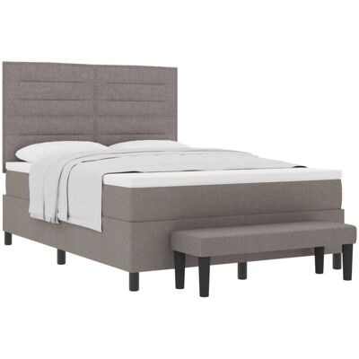 vidaXL Boxspring bed with Mattress - Taupe - 140x190cm - Linien De vidaXL Boxspring bed with Mattress - Taupe - 140x190cm - Linien De
