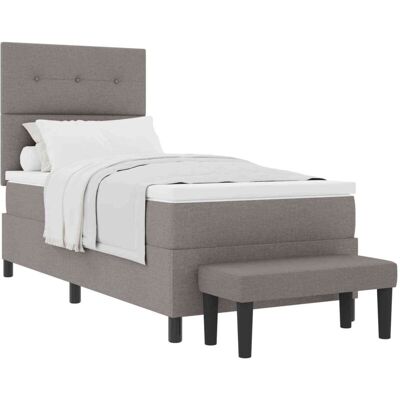 vidaXL Boxspring Bed - Taupe - 100 x 200 cm - Knopfgepo vidaXL Boxspring Bed - Taupe - 100 x 200 cm - Knopfgepo