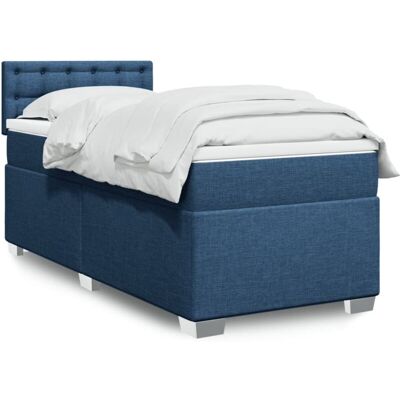 Box Spring Bed with Mattress Blue 90x200 cm Fabric Vidaxl Box Spring Bed with Mattress Blue 90x200 cm Fabric Vidaxl