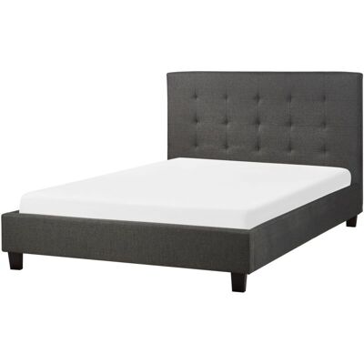 Beliani Double Size Bed Dark Grey Fabric - EU Double Beliani Double Size Bed Dark Grey Fabric - EU Double