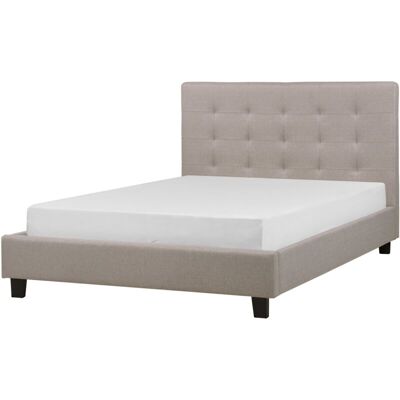 Beliani Double Size Bed Light Grey Upholstered Frame - Bed Beliani Double Size Bed Light Grey Upholstered Frame - Bed