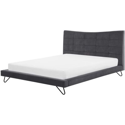 Beliani LANNION Velvet Bed - Super King Grey Beliani LANNION Velvet Bed - Super King Grey