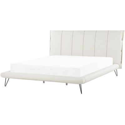 Beliani King Size Bed White Faux Leather Metal Legs - Bed Beliani King Size Bed White Faux Leather Metal Legs - Bed