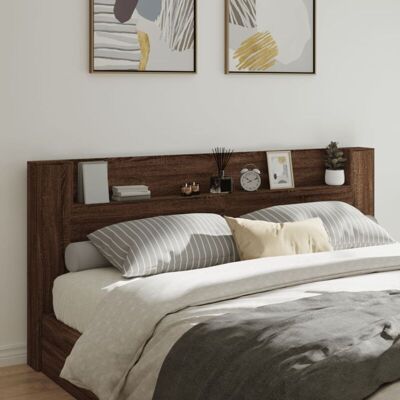 Headboard Cabinet with led Brown Oak 220x16.5x103.5 cm Vidaxl Headboard Cabinet with led Brown Oak 220x16.5x103.5 cm Vidaxl