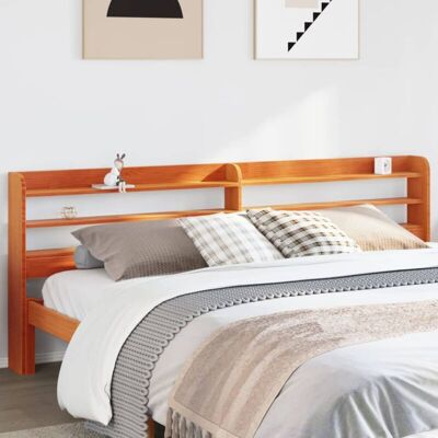 Headboard with Shelves Wax Brown 200 cm Solid Wood Pine Vidaxl Headboard with Shelves Wax Brown 200 cm Solid Wood Pine Vidaxl