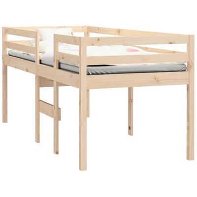 vidaXL Brown 90x200 cm Loft Bed with Safety Rails - Loft Bed vidaXL Brown 90x200 cm Loft Bed with Safety Rails - Loft Bed
