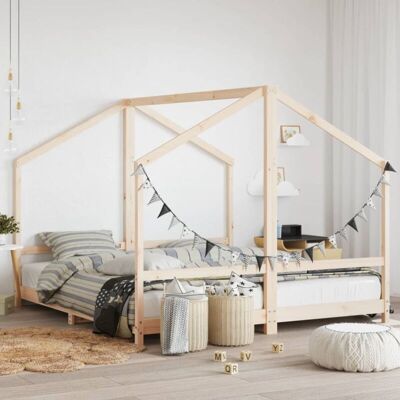 vidaXL Kids Bed Frame Natural Pine 90x200cm - Kids Bed Type vidaXL Kids Bed Frame Natural Pine 90x200cm - Kids Bed Type