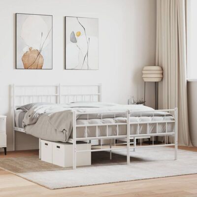 vidaXL Steel Bed Frame with Headboard and Footboard - Bed for 140x200 cm Mattress vidaXL Steel Bed Frame with Headboard and Footboard - Bed for 140x200 cm Mattress