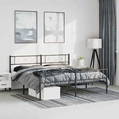 vidaXL Metal Bed Frame Black 183x213 cm - Bed with Headboard & Footboard vidaXL Metal Bed Frame Black 183x213 cm - Bed with Headboard & Footboard